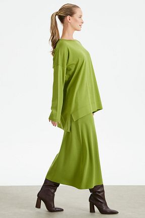 ست بالاتنه و پائین تنه حجاب سبز زنانه رگولار Tığ Triko - کد 760415243