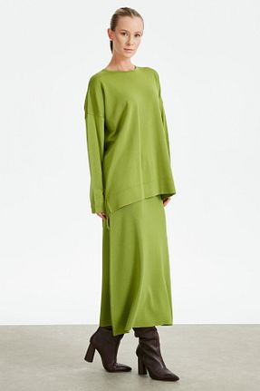 ست بالاتنه و پائین تنه حجاب سبز زنانه رگولار Tığ Triko - کد 760415243