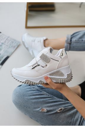 کفش اسنیکر سفید زنانه بند دار LEYDİ SHOES - کد 864992954