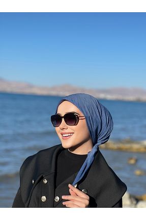 شال سرمه ای زنانه پنبه ای QASSA SHAL - کد 864992534