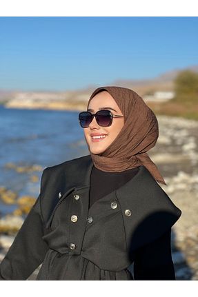 شال قهوه ای زنانه پنبه ای QASSA SHAL - کد 864992987