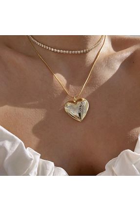 گردنبند استیل ( فولاد ) طلائی زنانه استیل ضد زنگ AŞIK ACCESSORIES - کد 864993783