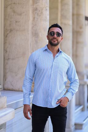 پیراهن آبی مردانه رگولار PASSERO - کد 865002010