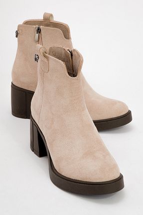 بوت / نیم بوت بژ زنانه چرم مصنوعی luvishoes - کد 865010237