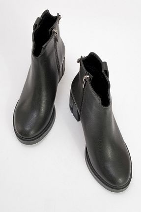 بوت / نیم بوت مشکی زنانه چرم مصنوعی luvishoes - کد 865010233