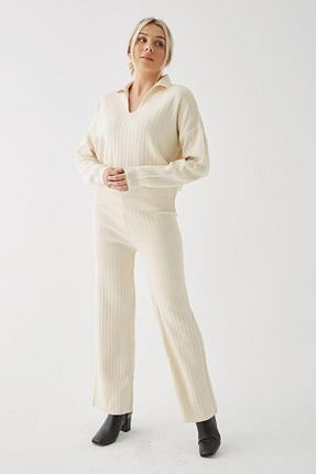 ست بالاتنه و پائین تنه نباتی زنانه بافتنی Fashion Friends - کد 865029992