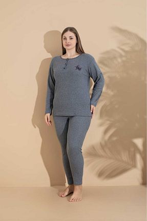 ست لباس راحتی طوسی زنانه پنبه پلی استر LİLA İÇ GİYİM - کد 865030494