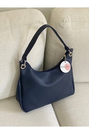 کیف دوشی سرمه ای زنانه چرم مصنوعی BAGLOVİS - کد 865032758