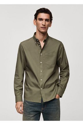 پیراهن خاکی مردانه رگولار MANGO Man - کد 848616035