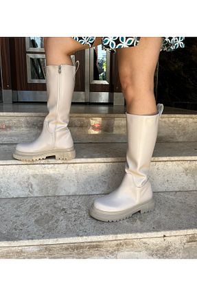 چکمه بژ زنانه چرم مصنوعی stalk giyim - کد 865055502