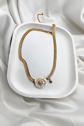 گردنبند استیل ( فولاد ) طلائی زنانه استیل (فولاد) Çelik - کد 865072939