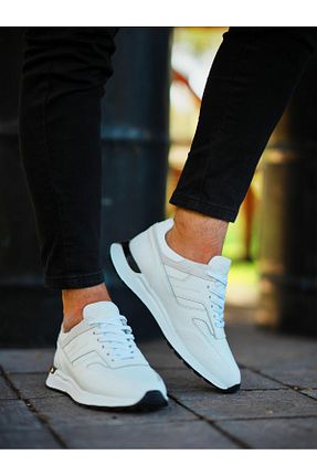 کفش اسنیکر سفید مردانه چرم اصل ByItallanoshoes - کد 761652658