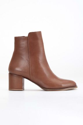 بوت / نیم بوت قهوه ای زنانه چرم خالص ANALİN SHOES - کد 856280893