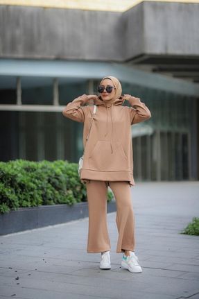 ست بالاتنه و پائین تنه حجاب قهوه ای زنانه Relaxed NS Moda - کد 865155592