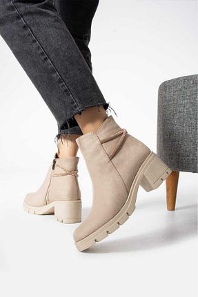 بوت / نیم بوت بژ زنانه چرم مصنوعی Zoom Women Style - کد 865160064