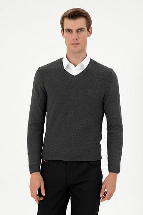 پلیور طوسی مردانه ساده U.S. Polo Assn. - کد 865156125