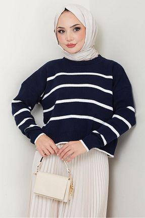پلیور حجاب سرمه ای زنانه رگولار hafsamina - کد 865156029