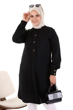 تونیک حجاب مشکی زنانه مخلوط ویسکون Ferace - کد 517131199