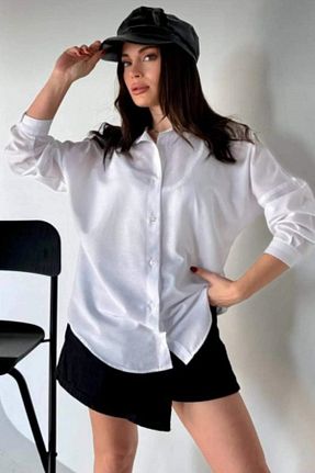 پیراهن سفید زنانه رگولار atlı bayan giyim - کد 865164314