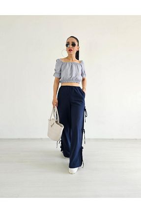 شلوار سرمه ای زنانه کتان Altı Üstü Butik - کد 865182181