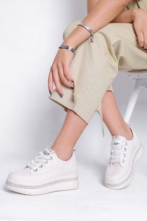 کفش اسنیکر سفید زنانه بند دار Guja - کد 865174736