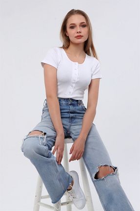 بادی سفید زنانه یقه دوچرخه TF The Fancy For You - کد 753705753