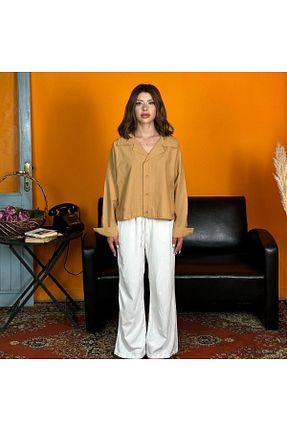 پیراهن قهوه ای زنانه اورسایز Store - کد 865200320
