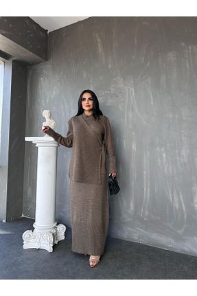 ست بالاتنه و پائین تنه قهوه ای زنانه تریکو MAY MARA - کد 865221300