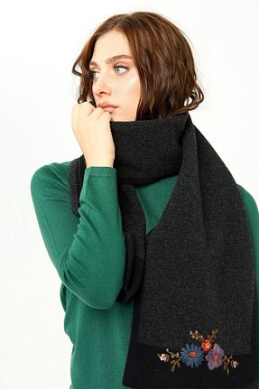 شال گردن مشکی زنانه پشمی Desen Triko - کد 143548066