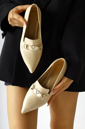 کفش پاشنه بلند کلاسیک بژ زنانه چرم Limoya - کد 865246186