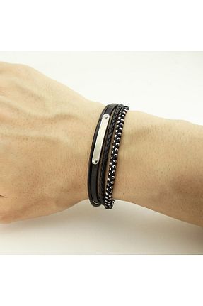 دستبند استیل (فولاد) سفید مردانه استیل (فولاد) Hepimitu - کد 865232237