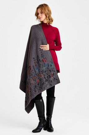 شال طوسی زنانه پلی استر Desen Triko - کد 764846766