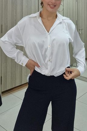 بلوز سفید زنانه ساده Maya Butik - کد 861914541