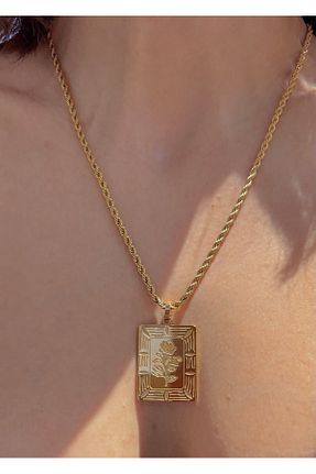 گردنبند استیل ( فولاد ) طلائی زنانه استیل ضد زنگ AŞIK ACCESSORIES - کد 865250002