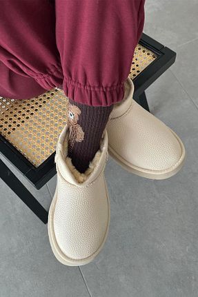 بوت / نیم بوت بژ زنانه چرم مصنوعی Straswans - کد 865253187