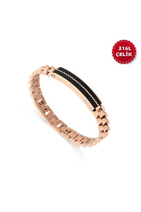 دستبند استیل (فولاد) صورتی مردانه استیل (فولاد) Hepimitu - کد 865232162