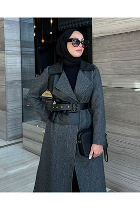 پالتو پشمی حجاب مشکی زنانه رگولار Vizyon Park - کد 865259443