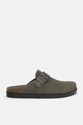 دمپائی سبز مردانه چرم خالص Pull & Bear - کد 865261403