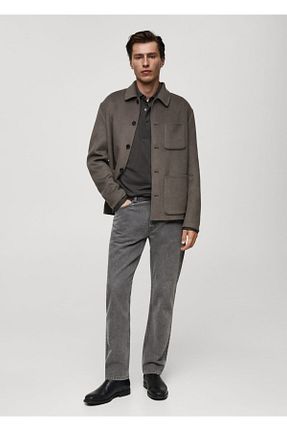 شلوار جین طوسی مردانه رگولار MANGO Man - کد 865283394
