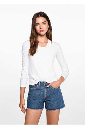 شلوارک و برمودا آبی زنانه پارچه MANGO Teen - کد 834502265