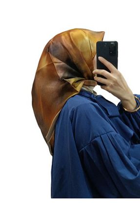روسری طوسی کرپ ساتن ابریشم Armine - کد 865280019