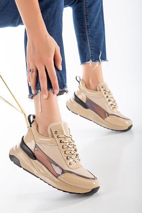 کفش بیرون بژ زنانه چرم مصنوعی Dilimler Ayakkabı - کد 752150013