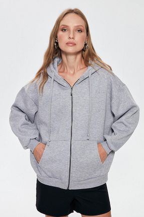 سوئیشرت طوسی زنانه ساده Quzu - کد 865287735