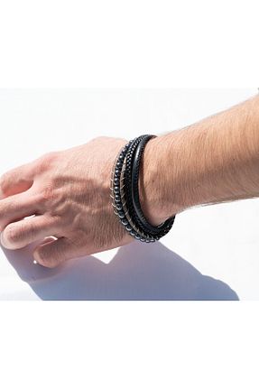 دستبند استیل (فولاد) مشکی مردانه Home - کد 865331120