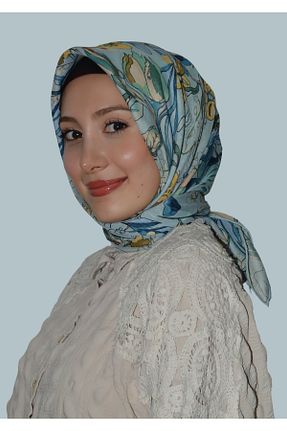 شال آبی زنانه مخلوط کتان LOPRES - کد 865339973