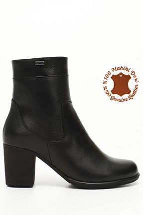 بوت / نیم بوت مشکی زنانه چرم خالص GÖNDERİ(R) - کد 683357045