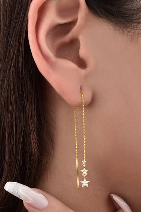 گوشواره نقره طلائی زنانه 925 عیار jelux silver - کد 865289465