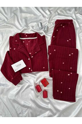 ست لباس راحتی زرشکی زنانه Kalp Lena Homewears - کد 865406835