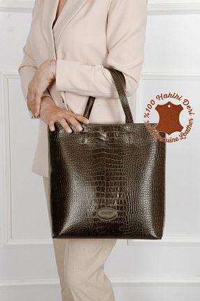 کیف دوشی قهوه ای زنانه چرم خالص GÖNDERİ(R) - کد 753299509