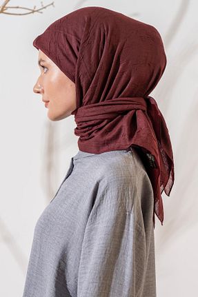 روسری زرشکی پلی استر JAWEL - کد 865442653